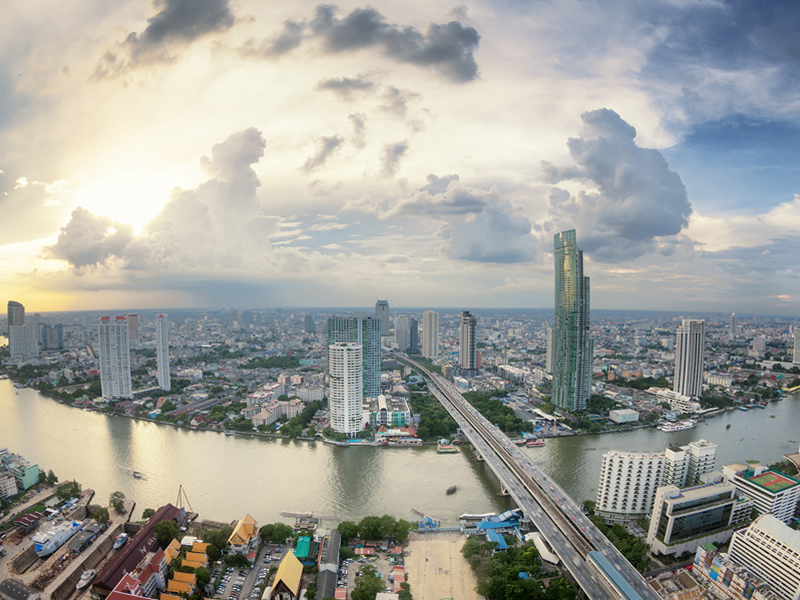 Tayland Bangkok'un kuş bakışı panaromik görüntüsü